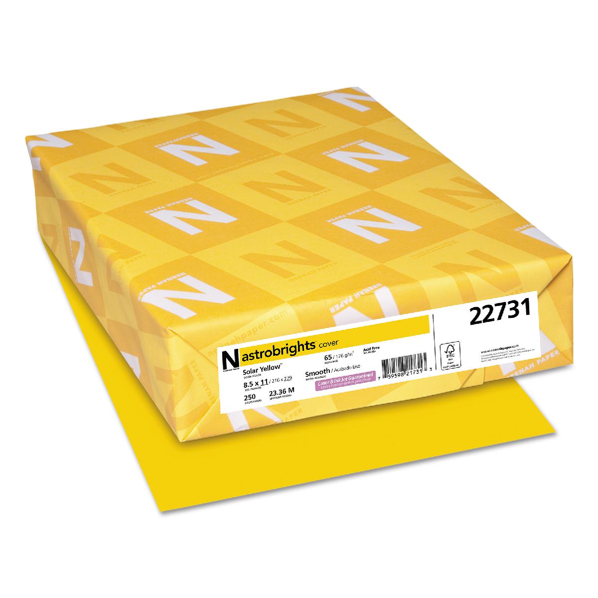 Neenah Paper® Astrobrights Solar Yellow Smooth 65 lb. Cover 8.5x11 in. 250 Sheets